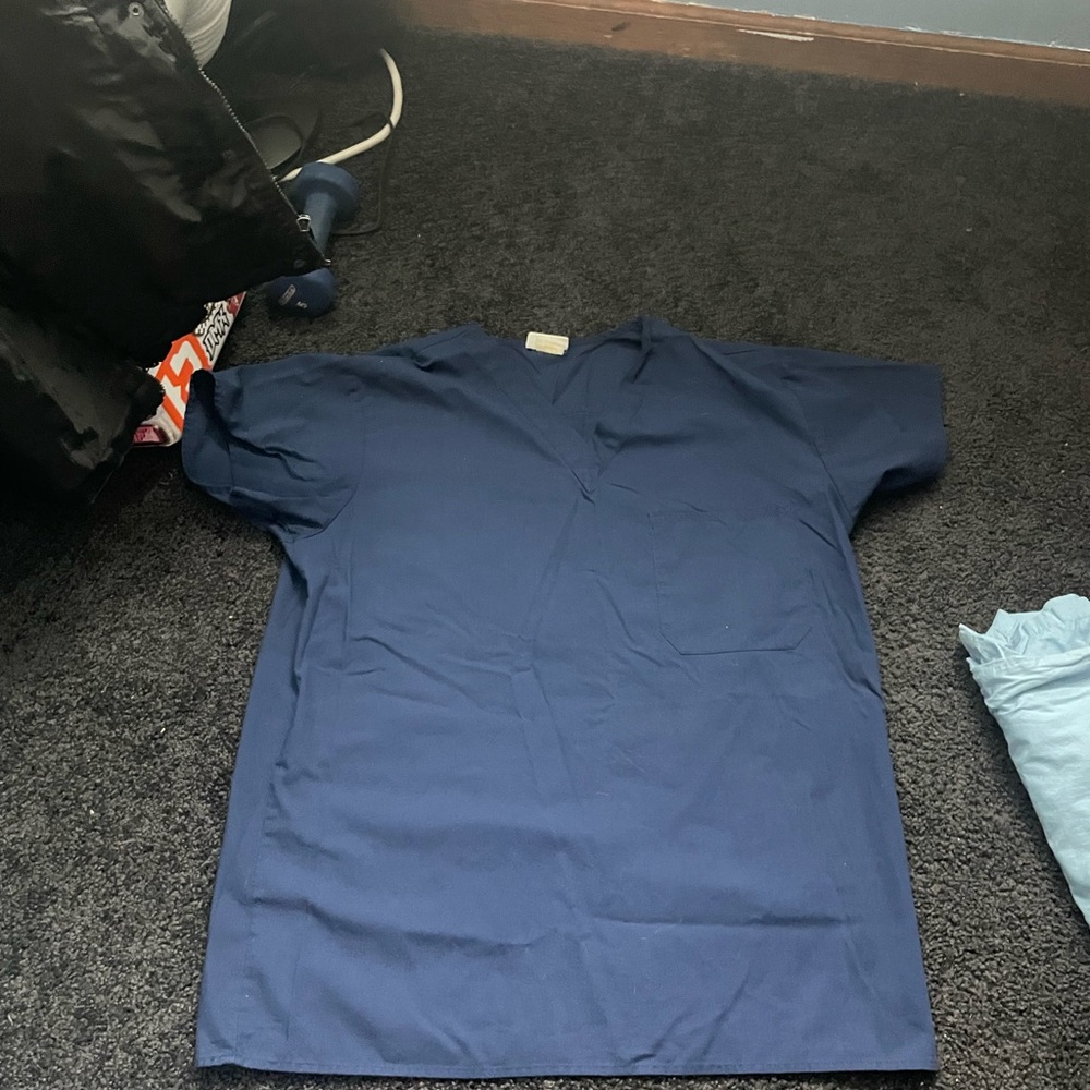 2 blue Scrub Tops V-neck Design